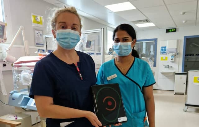 Yolanda Fennell, Clinical Nurse Manager, with Jomol Joseph, Staff Nurse, at the Portlaoise hospital Special Care Baby Unit