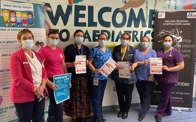 Fiona Moore, ADON, Karen Davis Sepsis Lead DMHG, Dr Farkhanda Mohammad Paediatrician, Leslie Levingstone Nurse, Berna Keating CNM2 Paediatrics, Aine Govers CNM1 Paeds, Marie Rohan Paeds emergency