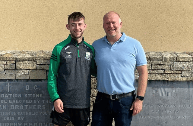 St Mary's CBS Leaving Cert student DJ White with his dad, teacher Adrian White.