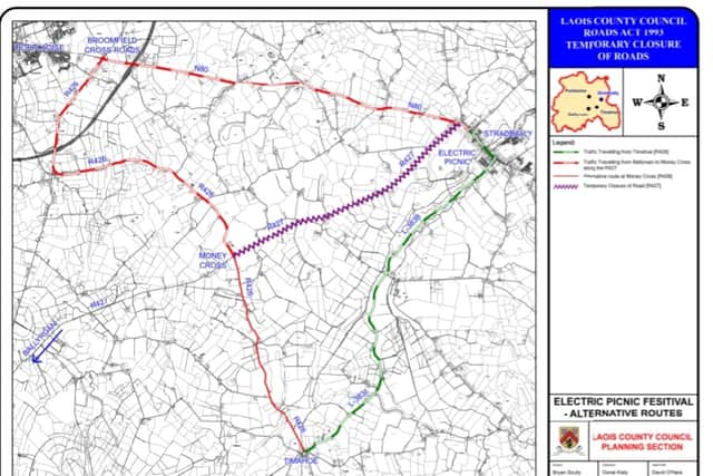 Turn right at the cross roads in Timahoe up the school road. Drive in a north easterly direction along the local primary road (L-3838) until you reach Stradbally.