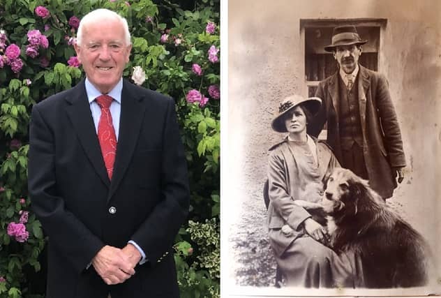 Author Tom Carroll, and a photo of his grandparents