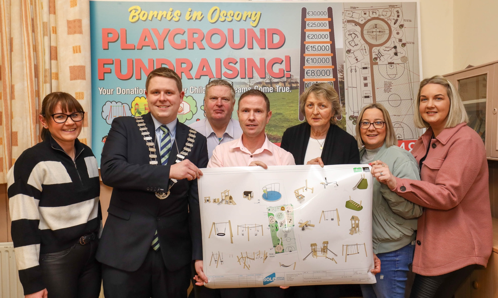 Members of Borris in Ossory Community Development Association, launched the fundraising drive and plans in March 2022. Pic: Alf Harvey