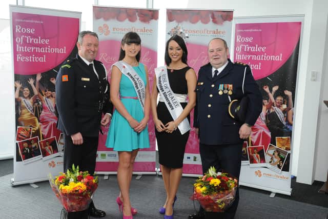 Below: Liam (right) in 2012 with Fergal Conroy, Laois Rose Niamh Bracken and International Rose of Tralee Tara Talbot launching the Rose of Tralee Regional final in Portlaoise.  Photo: Domnick Walsh