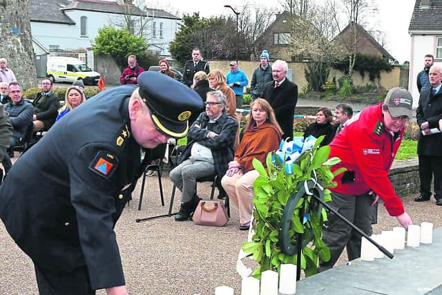 Below: Liam with Marie Carroll (Order of Malta) at a ceremony of remembrance for all affected by the Covid pandemic. Photo: Michael Scully