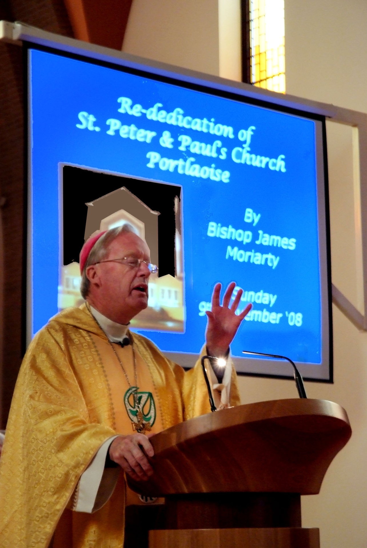 Bishop James Moriarty at the rededication of SS Peter & Paul's Church in Portlaoise in 2008