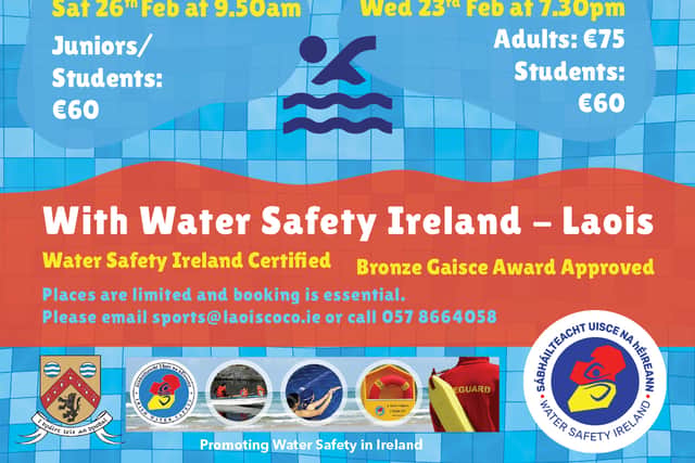 Run by the Water Safety Ireland - Laois, classes will resume at the end of February 2022 at Laois Leisure Portlaoise – formerly Portlaoise Leisure Centre.  The is re-opening following extensive refurbishment and Water Safety Ireland - Laois are thrilled to be back in this amazing facility, which has been our home for many years.