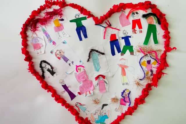 The Junior County Winner Castlecuffe NS is in Clonaslee. Teacher Brigid Dunne got her Junior and Senior Infants working together on a whole class entry. This beautiful art piece represents how we all have different weaknesses and strengths but together we are stronger.