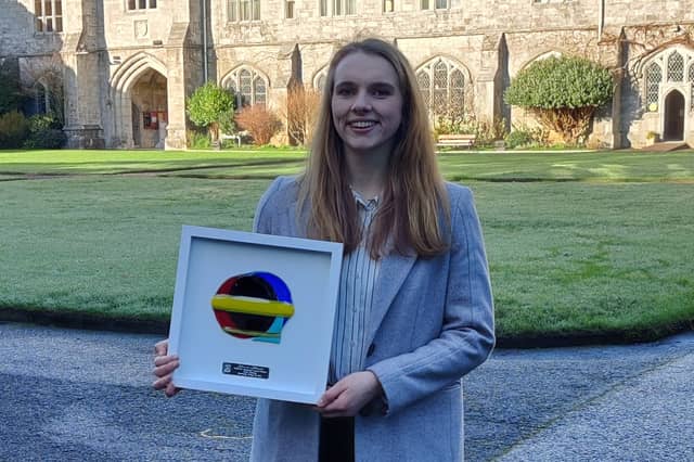 Rose Delaney from Mountrath with her scholarship for University College Cork.
