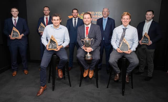 Front Row L-R: Shane Halpin, Owen Ashton, Edward Treanor Back Row L-R: Trevor Cobbe, Eoin Kennedy, John Keane President Macra na Feirme, Michael Berkery Chairman FBD Trust, Eanna Tiernan