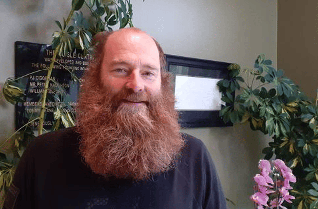 John Corcoran before his charity beard shave