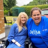 Social media influencer Trisha Lewis with Debra’s patient ambassador Emma Fogarty in Abbeyleix