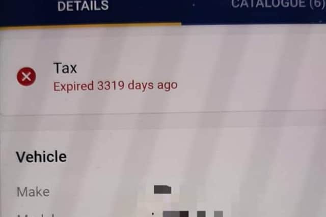 Using the Garda mobility device they discovered the car "to be out of tax 3319 days".