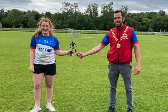The course was based on a 3km trek on rough terrain but that didn't phase one of the newest members of Macra. She came out on top on the day with 35 pucks and all in Camross and Laois Macra are very proud of her achievement.