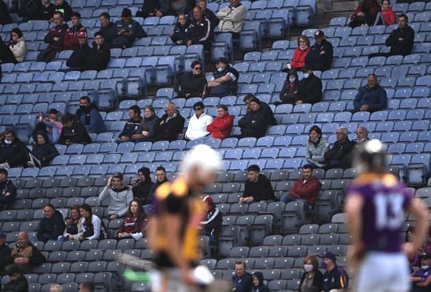 Supporters in the Hogan Stand during the Leinster GAA Hurling Senior Championship Semi-Final match between Kilkenny and Wexford at Croke Park .