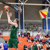 James Gormley goes to the basket for Portlaoise Panthers against UL Eagles. Photo credit: Portlaoise Panthers Facebook page