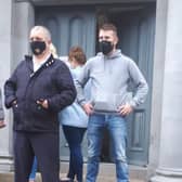 Stephen Kelly (left) and William Stokes standing outside Longford Courthouse this afternoon