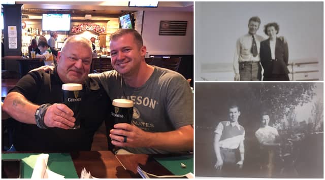 Left: Danny meets with Mike for a pint of Guinness Right: Davy Jnr with his aunt Mollie