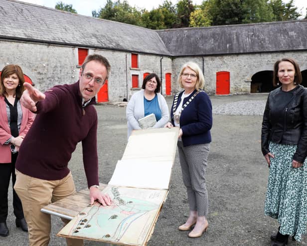 David Walsh Kemmis, Bernie Foran, County Librarian; Catherine Casey, Laois Heritage Officer; Laois County Council Cathaoirleach Catherine Fitzgerald, Sinead Holland, Laois Libriaries. Pic: Alf Harvey