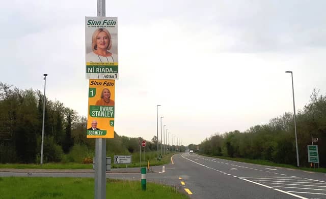 European and local election posters at the Kyletalisha landfill near Portlaoise.