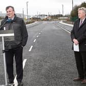 John Mulholland (Chief Executive, Laois Co Council ) speaking  at the Official Opening of the Southern Circular Link Road, Portlaoise with Director of Services Simon Walton.  Photo: Michael Scully