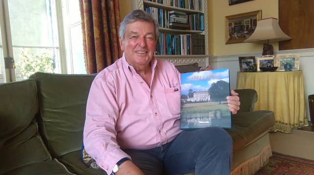 Sr David Davies pictured at Abbey Leix house with the book he commissioned.