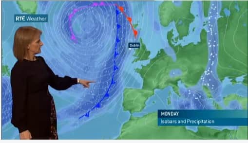 Met Éireann's Joanna Donnelly forecasts on RTÉ.