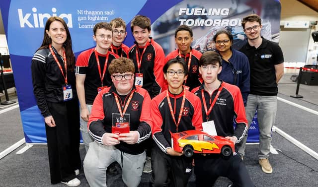 Pictured: St Mary's CBS students and mentors at the Kinia Hydrogen Grand Prix