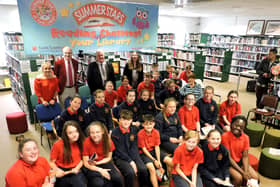 Gaelscoil Phortlaoise students at the launch of Summer Stars Summer Reading Challenge.