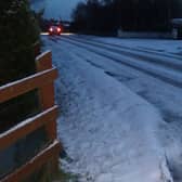 The scene at Woodlands, Letterkenny this morning where road conditions are extremely  hazardous.