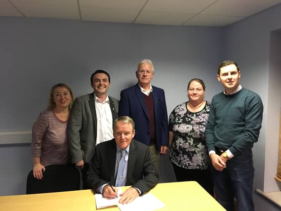 Pictured with Deputy Stanley are Cllr Caroline Dwane Stanley, Warren Dunne, Cllr Aidan Mullins, Rhoda Dooley Brogan, Cllr Martin O'Reilly