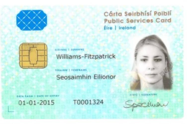 Example of the Irish public services card