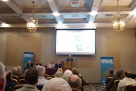 Vincent Cleary addresses the Brexit meeting in the Portlaoise Heritage Hotel