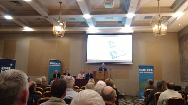 Vincent Cleary addresses the Brexit meeting in the Portlaoise Heritage Hotel