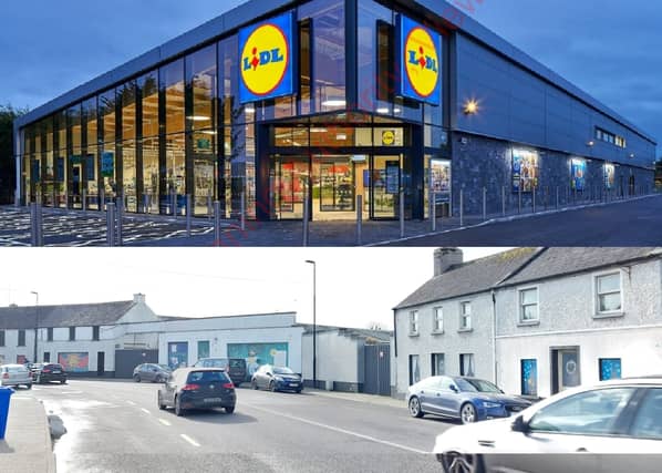 A lidl store and the proposed site in Mountmellick.