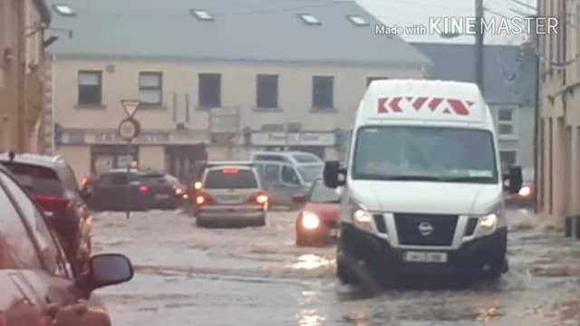 The flooded N80 road through Mountmellick in November 2017.