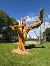 The stunning tree carving in Rathdowney's shrine by Special Branch Carvers