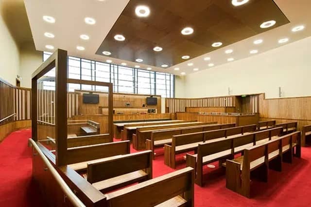 Court room in the Criminal Courts of Justice.