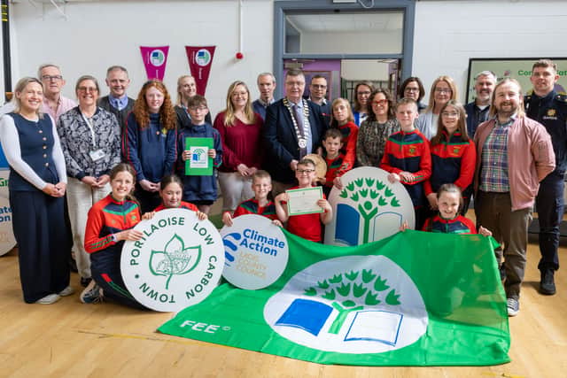 Gaelscoil Phortlaoise. Cathy Baxter: Director, Environmental Education Unit, An Taisce, Niall Kavanagh: Chairperson, Portlaoise Town Team Active Travel Working Group, MichÃ¨le Castiaux: Green Schools Travel Officer, An Taisce; Pat Delaney: Director of Service - Integration, Community & Environment, Laois County Council; Green Schools Committee Gaelscoil Phortlaoise, Anne Lennon: Climate Action Officer, Laois County Council; Allison Phillips: Green-Schools Travel Programme Manager; Diarmuid Donohoe - Senior Executive Engineer in the Active Travel/Roads Department; Leas-Cathaoirleach Councillor Paschal McEvoy, Laois County Council; Ionel Sumanariu: Manager at City Direct; Suzanne Dempsey: Climate Action Coordinator, Laois County Council; Rita NÃ­ AolÃ¡in: Green Schools Coordinator Gaelscoil Phortlaoise; Gardai­ Aran Grehan & Ronan Maher; Chiara Hanrahan; Team Lead Leinster, Green-Schools Travel, An Taisce,  Dominic O’Braonain , Principal Gaelscoil Phortlaoise, Steven Mullally: Environmental Awareness Officer, Laois County Council.