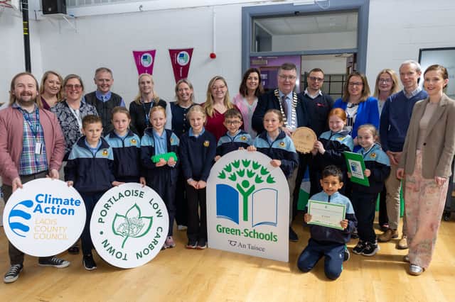 Holy Family Junior School, Silver Award. Steven Mullally: Environmental Awareness Officer, Laois County Council; Dr Faye Carroll: Principal Officer in the Active Travel and Greenway Division of the Department of Transport; MichÃ¨le Castiaux: Green Schools Travel Officer, An Taisce; Pat Delaney: Director of Service - Integration, Community & Environment, Laois County Council; Anne Lennon: Climate Action Officer, Laois County Council; Cathy Baxter: Director, Environmental Education Unit, An Taisce; Allison Phillips: Green-Schools Travel Programme Manager; Mairead Booth: Green Schools Coordinator Holy Family Junior School; Leas-Cathaoirleach Councillor Paschal McEvoy, Laois County Council; Ionel Sumanariu: Manager at City Direct; Suzanne Dempsey: Climate Action Coordinator, Laois County Council; Chiara Hanrahan; Team Lead Leinster, Green-Schools Travel, An Taisce; Diarmuid Donohoe - Senior Executive Engineer in the Active Travel/Roads Department; Kara Burbage: Green Schools Coordinator, Holy Family Junior School; Green Schools Committee Holy Family Junior School.