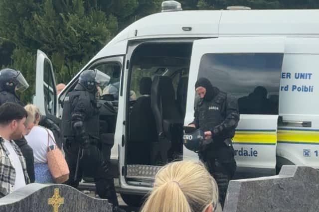 A large garda presence at the cemetery.
