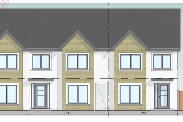 The proposed style of the 32 terraced houses in Portarlington by Limitlane Ltd.