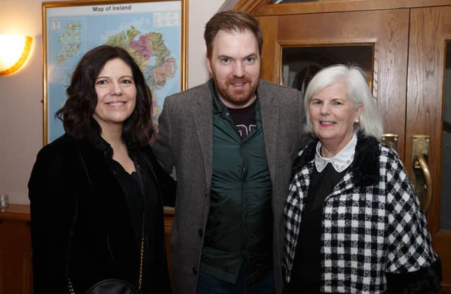 Bernard O'Shea with his sister Marion and mum Mary at a gig in The Castle Arms Hotel, Durrow .