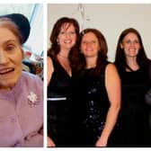 Pictured left: Mountmellick woman Orla Coss. Right: The Coss sisters Patricia Catterall, Alice Jones, Orla Coss and Michelle Dunne