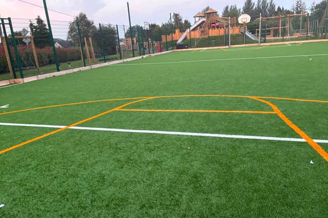 The new all-weather pitch at Rathdowney's playground
