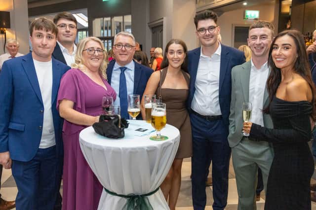 Award recipient Ger Thompson with his family at the Lovely Laois Homecoming Festival Gala Dinner in 2025.