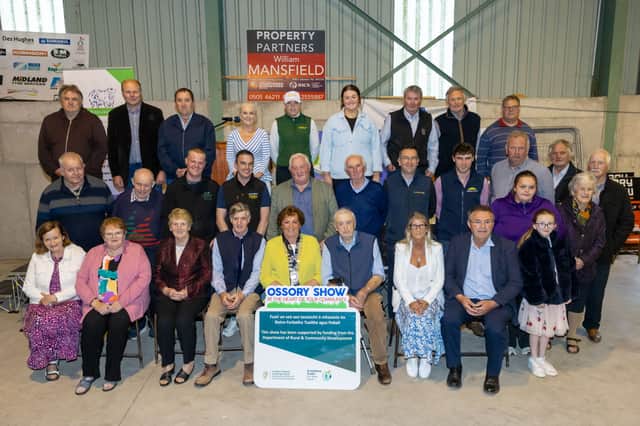 Sponsors and committee members with ISA National President Freda Kinnarney at the launch of the Ossory Show 2026 to be held on Sunday 26th July at the Showgrounds, Coolfin, Rathdowney.