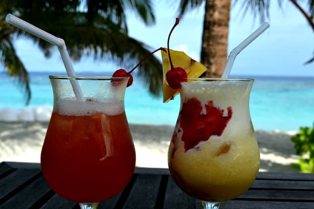 Cocktails on the beach.