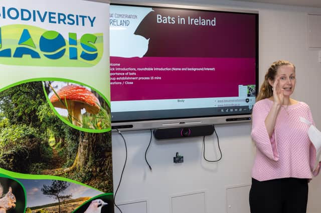 Lisa Doyle, Laois County Council Biodiversity Officer, speaking at Portlaoise Library for the first meeting of the Laois Bat Conservation Group.