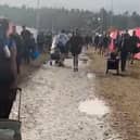 Muddy puddles greeting Electric Picnic arrivals this Friday morning, August 28.