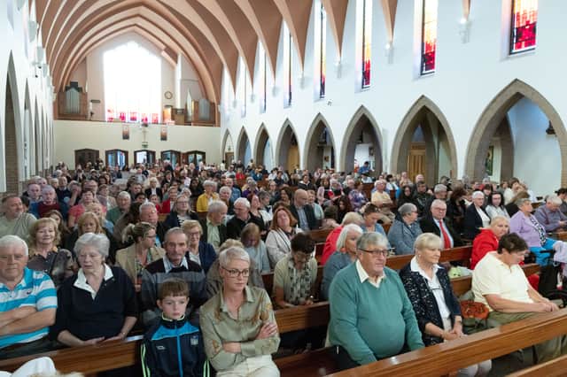 The large turnout for the Lovely Laois Homecoming Festival Community Mass in SS Peter & Paul's Church, Portlaoise in 2025.